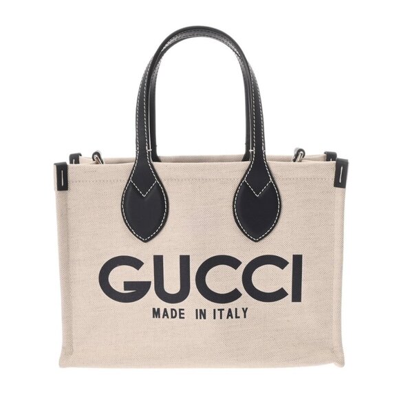 GUCCI GUCCI Print Small Tote Bag 2WAY Beige / navy 772144 800000138678000 - Picture 1 of 9